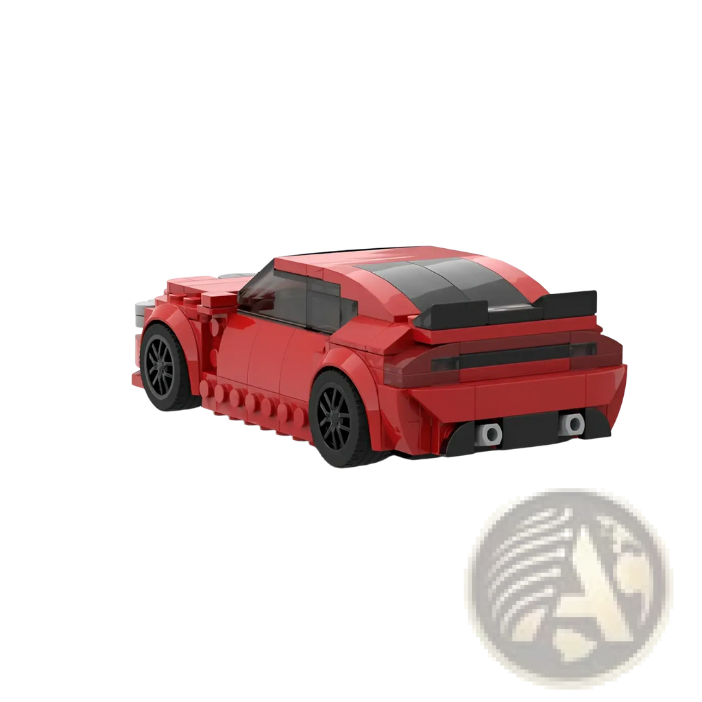 Lego Technic red sports car building blocks with 249pcs featuring black wheels and rear spoiler in lego material