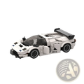 Lego technic sports car model diablo gt in white and black with sleek aerodynamic design and transparent cockpit