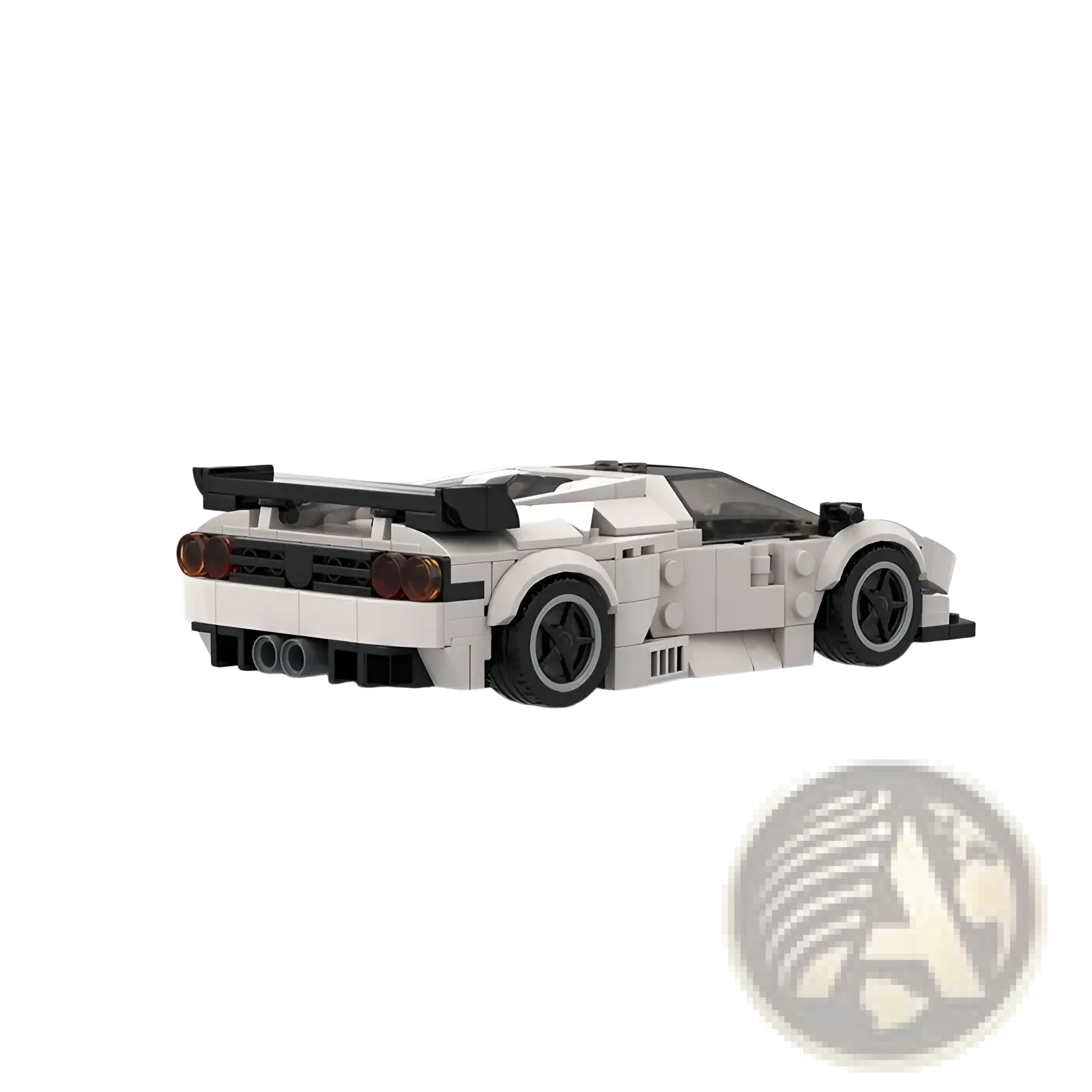 Lego Technic sports car model Diablo GT white and black race car with detailed aerodynamic design building blocks