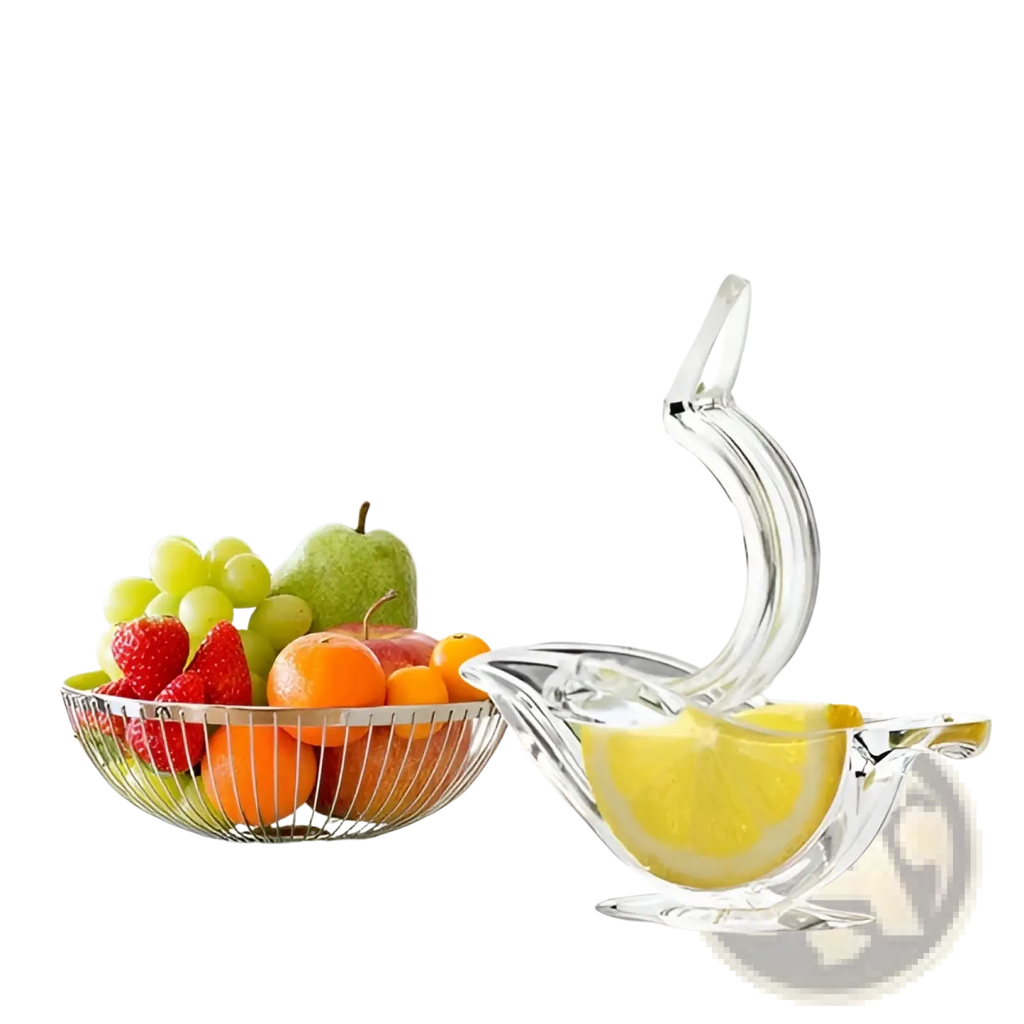 Clear glass lemon squeezer bird acrylic manual citrus juicer tool with curved handle and spout for easy juicing