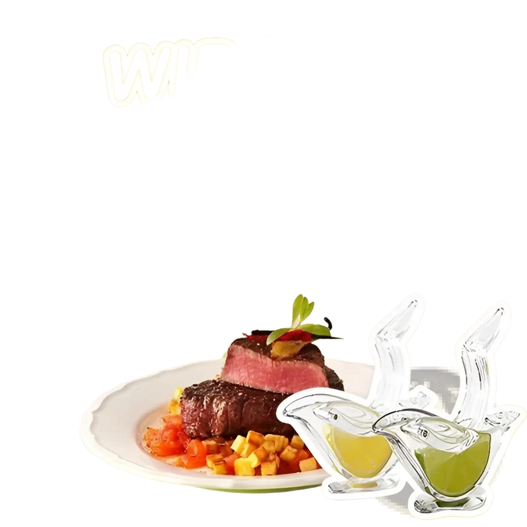 Clear glass gravy boat with sleek modern design and two pouring spouts for serving sauces and liquids