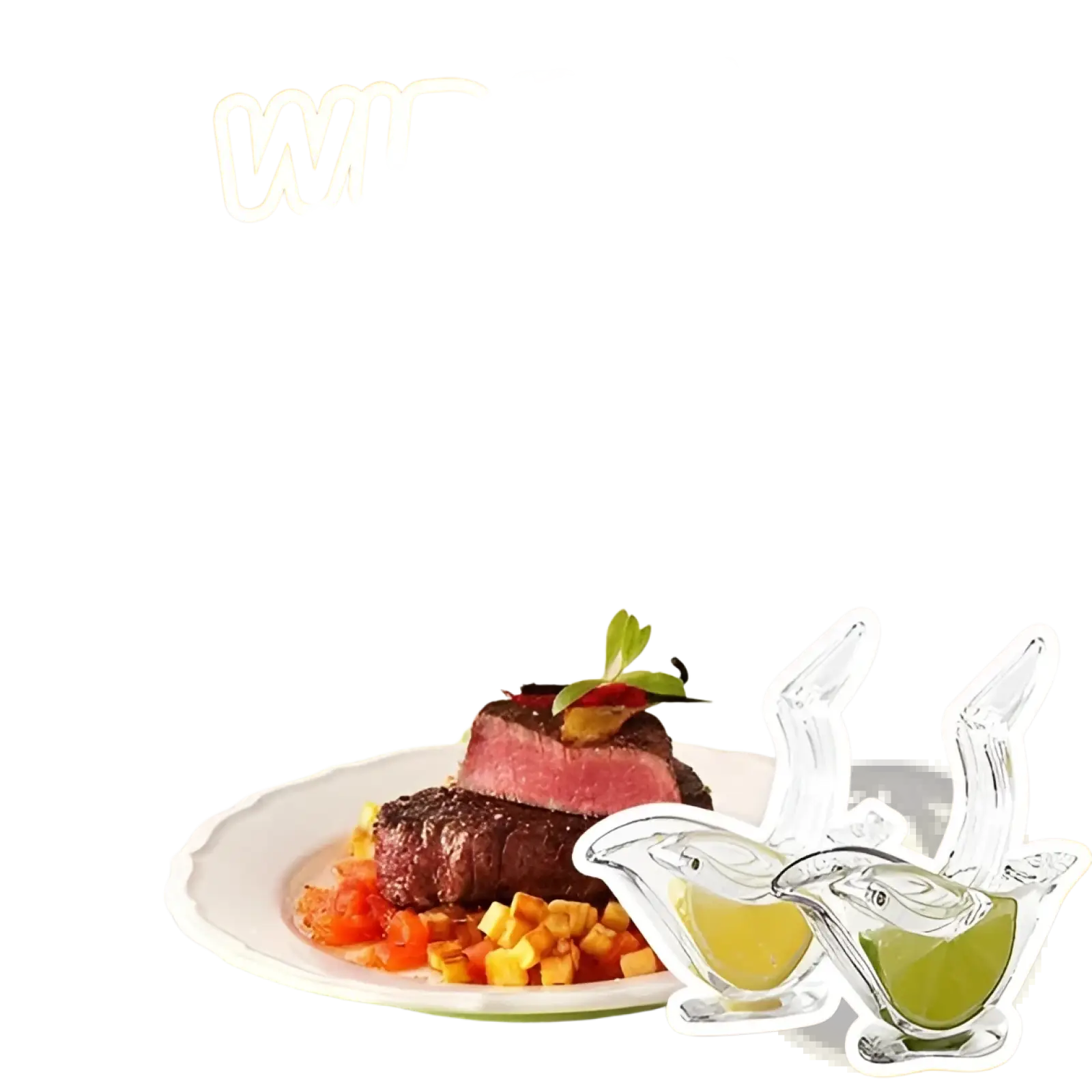Clear glass gravy boat with sleek modern design and two pouring spouts for serving sauces and liquids