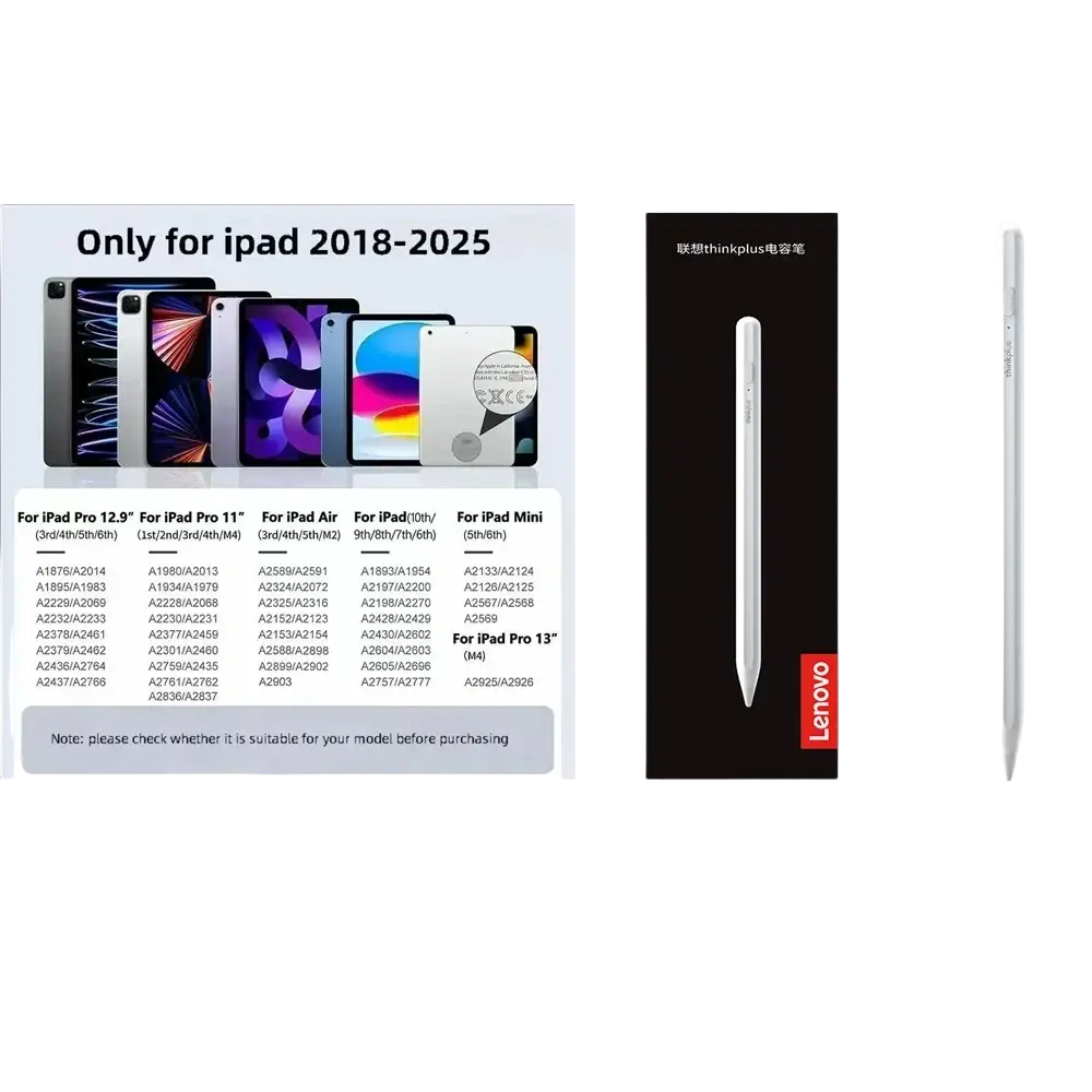 White Lenovo Thinkplus bp21ap stylus pen for iPad with battery included for capacitive screen use