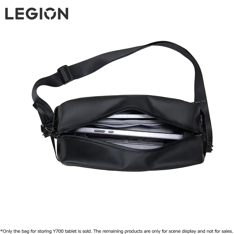 Black nylon lenovo legion tablet waterproof messenger bag with sleek minimalist design and adjustable crossbody strap