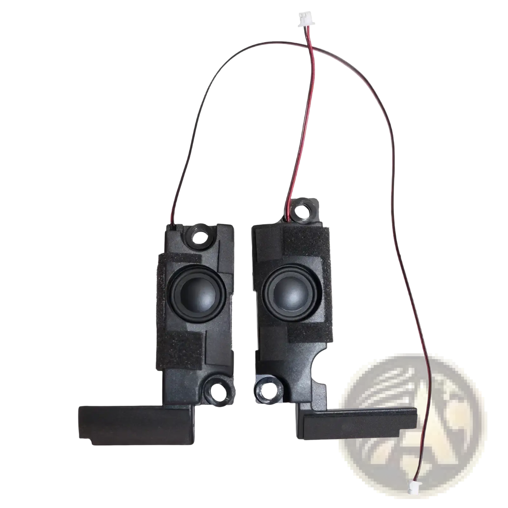 Black plastic replacement laptop speakers with circular drivers and attached wiring for lenovo rescuer 14isk 15isk models