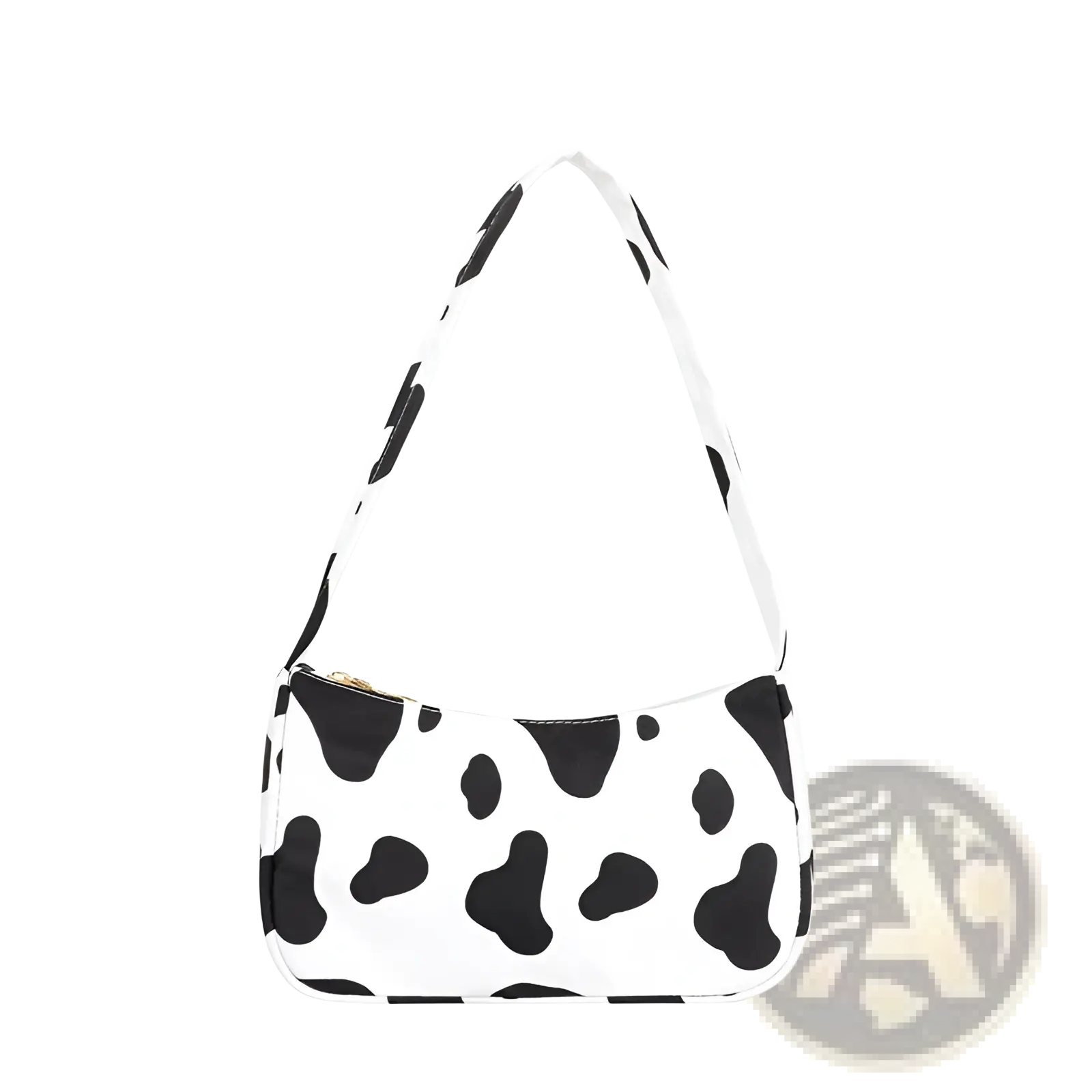 Leopard print and checkered nylon underarm bag with white shoulder design black cow print pattern and gold zipper
