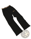 Black flared sweatpants with leopard print waistband and embroidered logo part of leopard print hoodie and sweatpants set