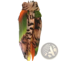 Leopard tassel viscose shawl scarf with sheer flowing fabric and vibrant tiger stripe pattern in brown black orange and green