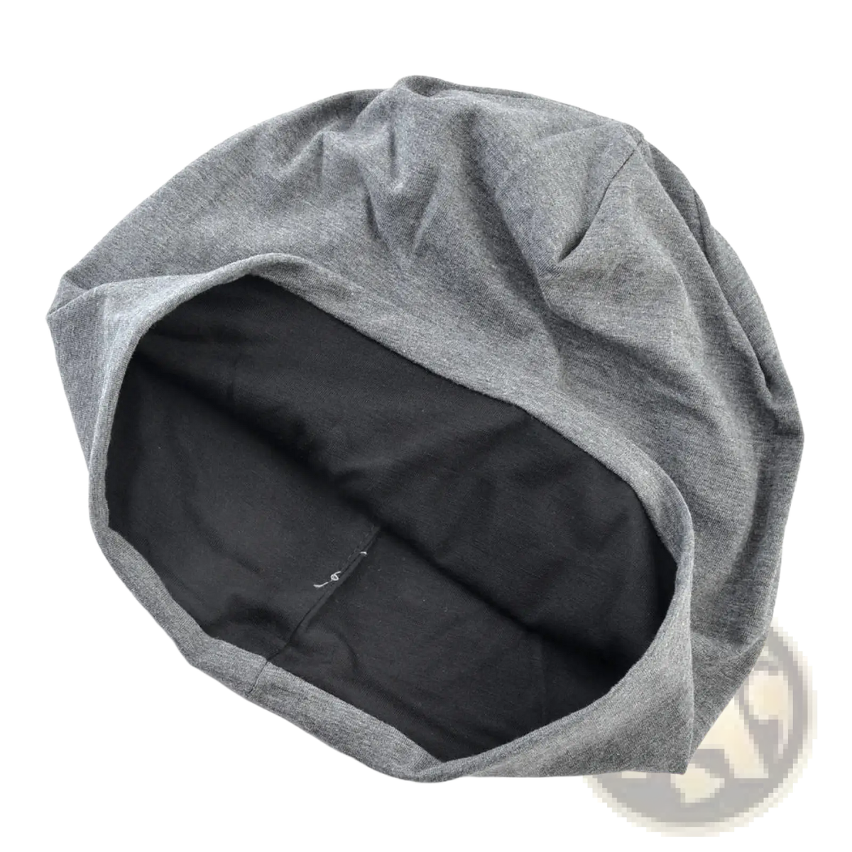Gray knit letter print casual streetwear beanie hat with black interior lining suitable for everyday use