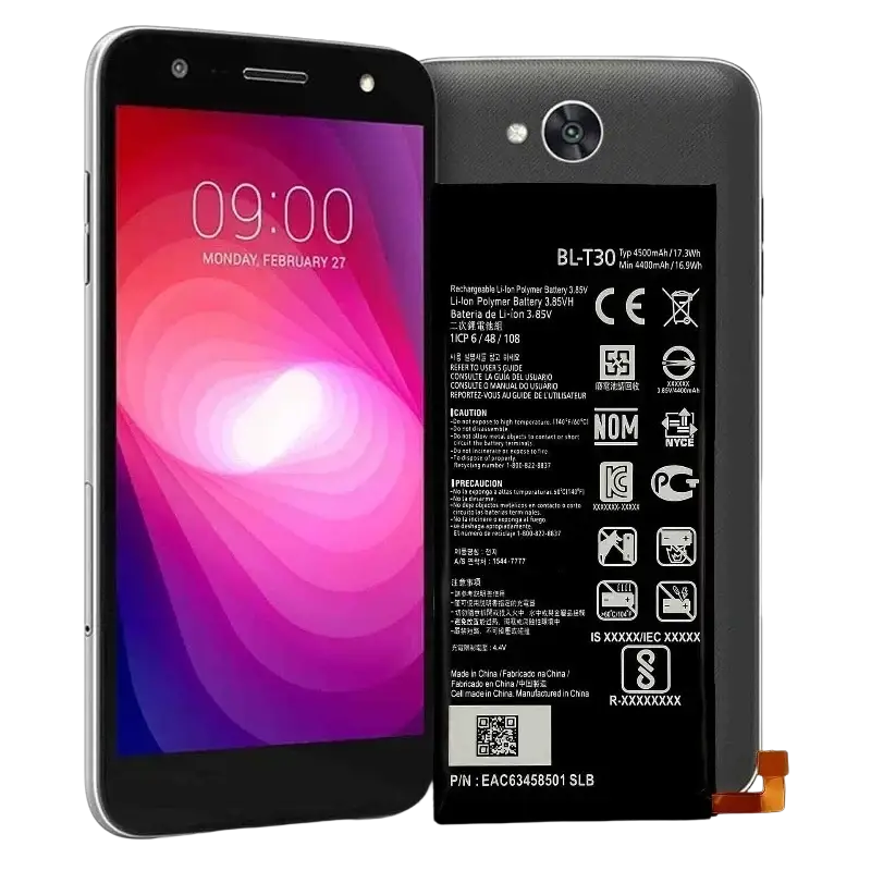 Lg x power 2 high capacity replacement battery bl t30 black rectangular with quality certification and qr code back side