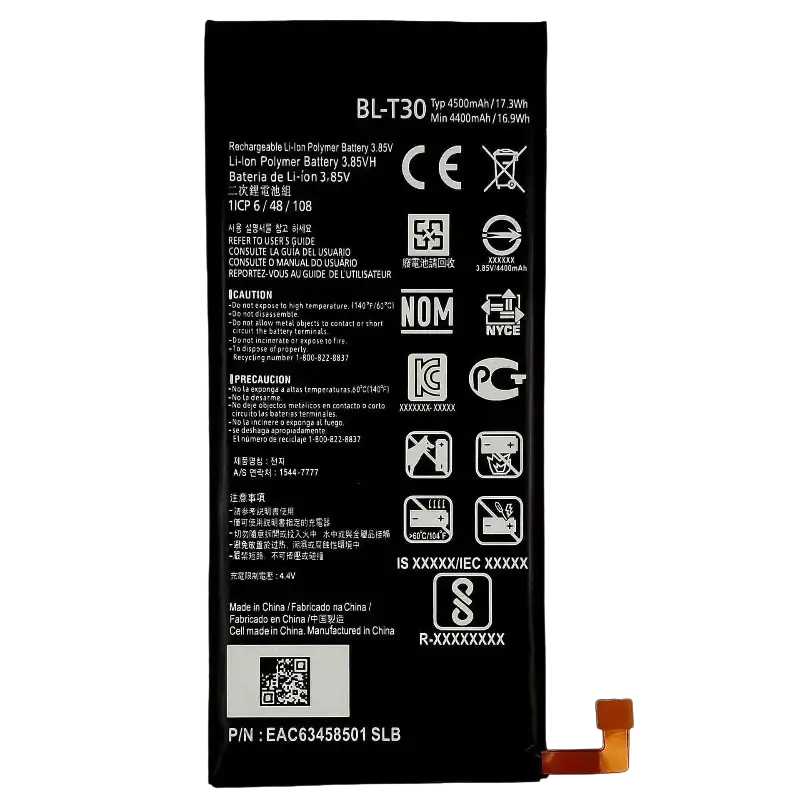 Black rectangular lg x power 2 high capacity replacement lithium polymer battery bl t30 with quality certification and gold connector