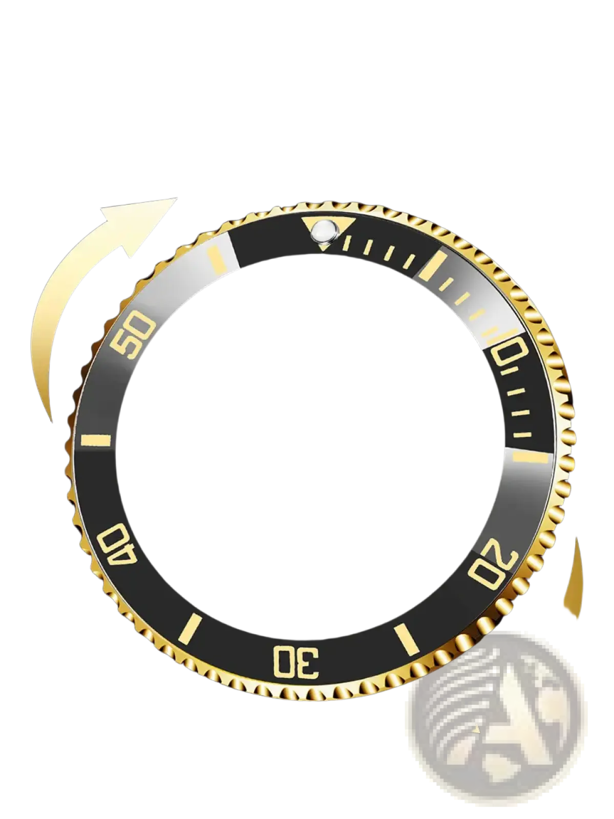 Lige two-tone gold green chronograph watch with gold-toned bezel, black dial, white numerals, and rotating outer ring