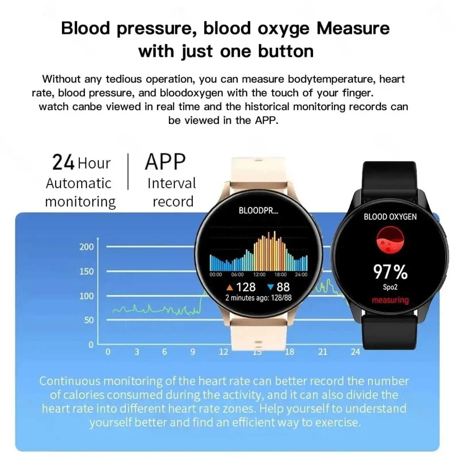 Beige and black lige wireless charging smart watch for men and women with health monitoring features on circular screen