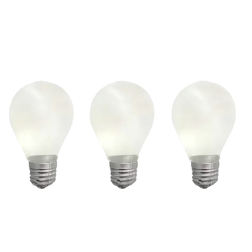Three frosted glass light bulb squeeze toys with metallic screw bases for sensory stress relief and relaxation