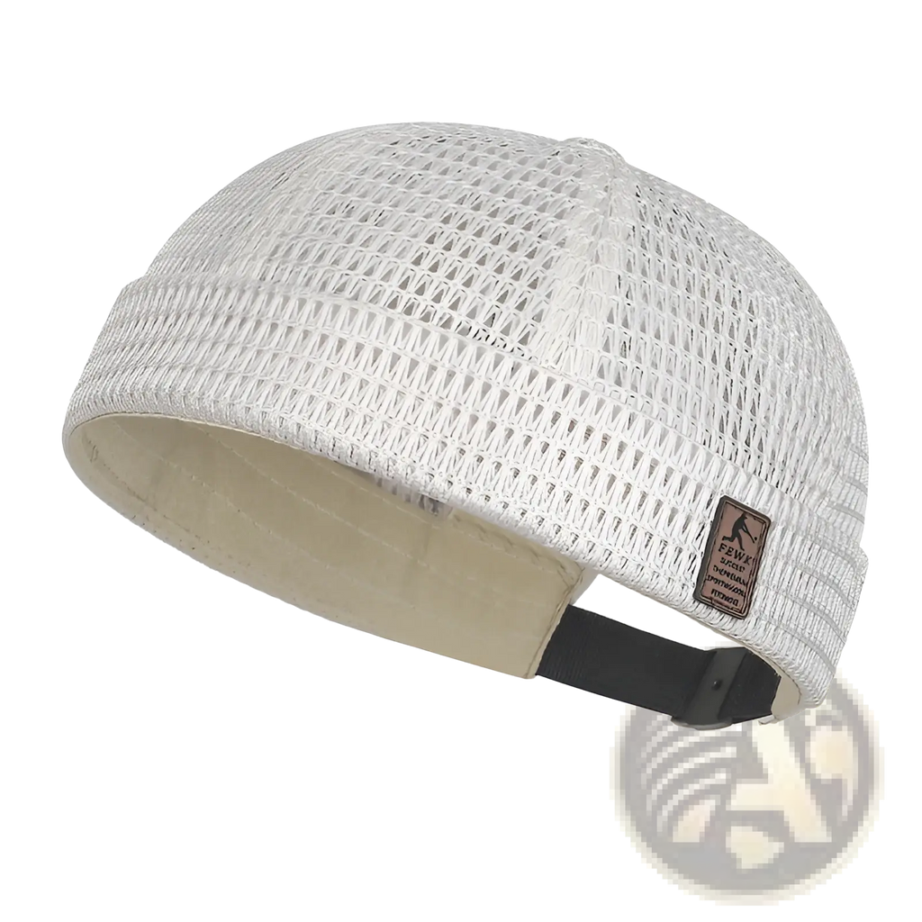 Light gray mesh baseball cap for women with white mesh, beige interior, and black adjustable strap shown from the back