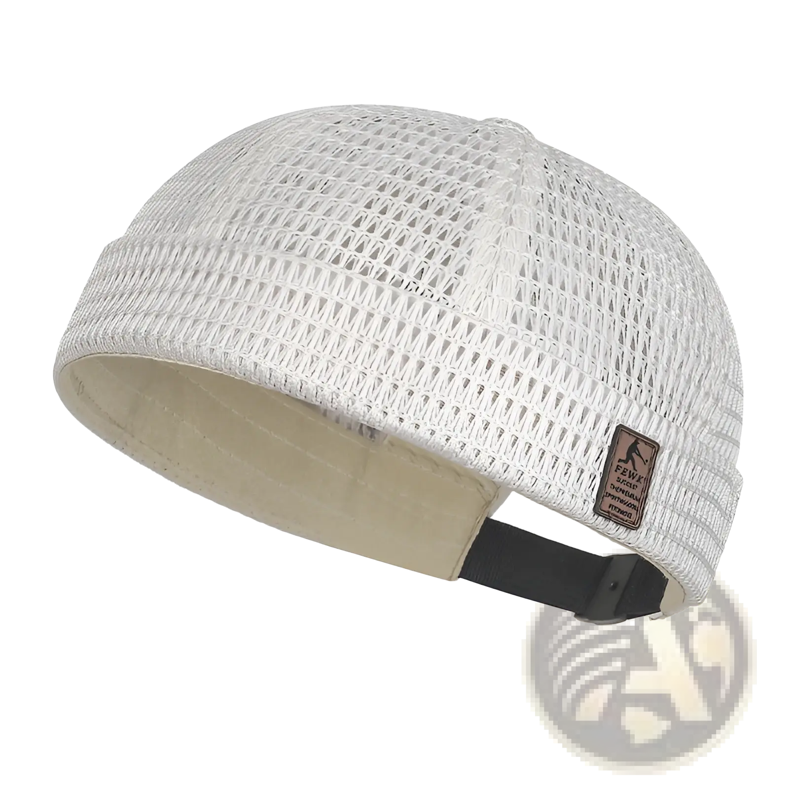 Light gray mesh baseball cap for women with white mesh, beige interior, and black adjustable strap shown from the back