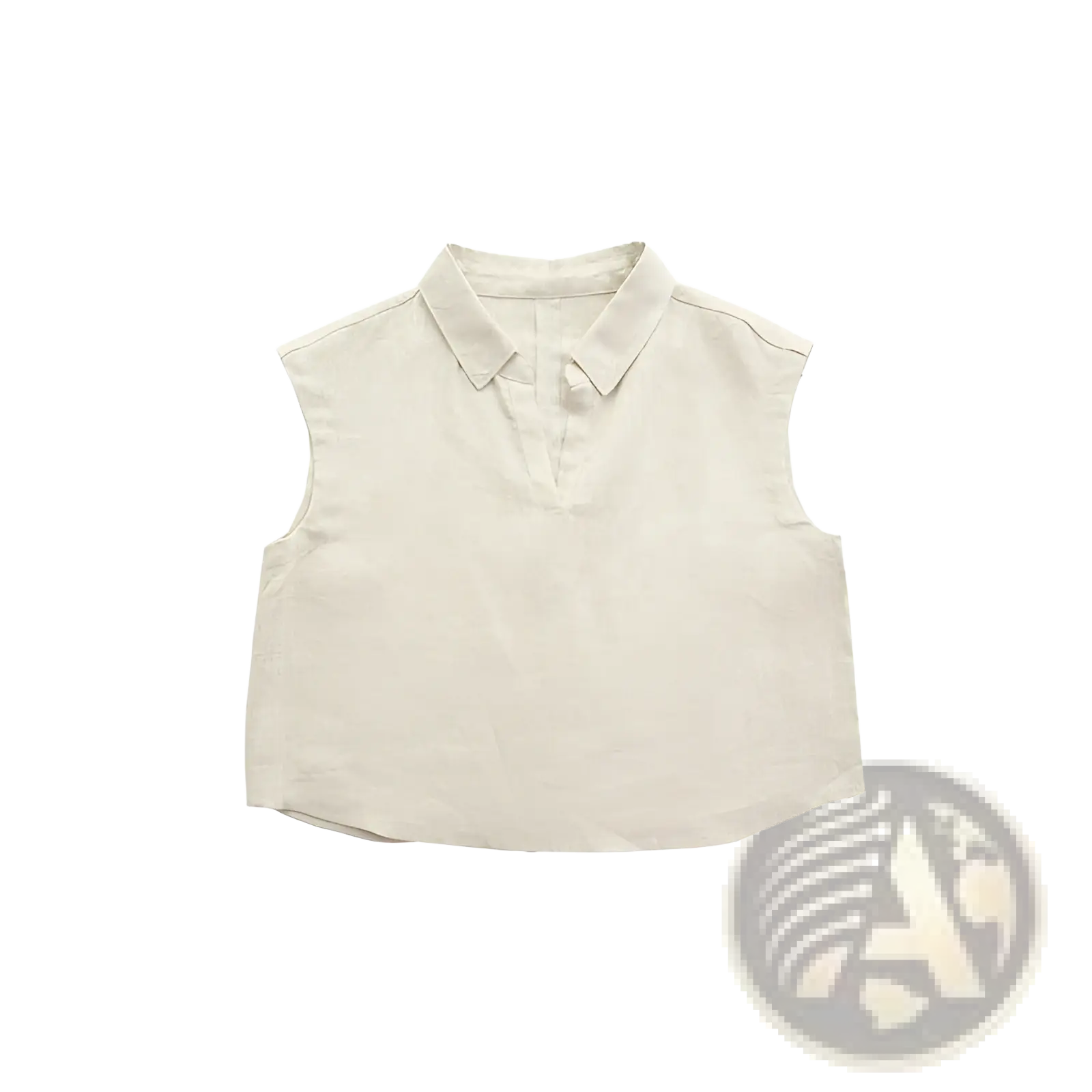 Linen lapel sleeveless vest in off-white linen with a classic collar and button placket for a polished look