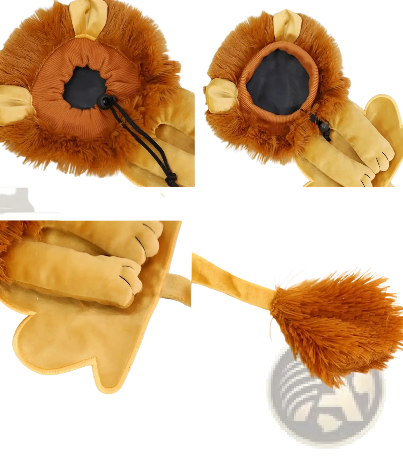 Lion design portable pet carrier bag featuring a plush lion theme with fluffy orange mane yellow velvet ears and faux fur tail
