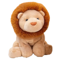 A lion stuffed animal plush pillow 15.8 inch with a soft tan body and fluffy golden brown mane made of plush material