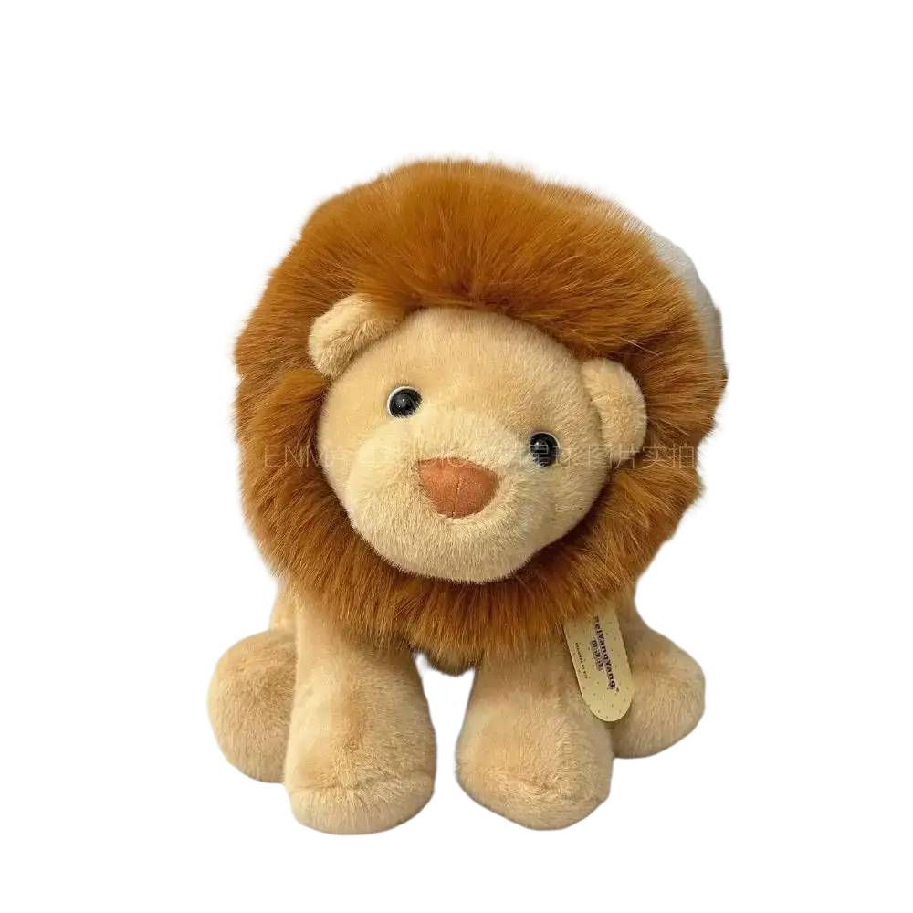 Lion stuffed animal plush pillow 15.8 inch with fluffy golden brown mane soft tan body and black button eyes
