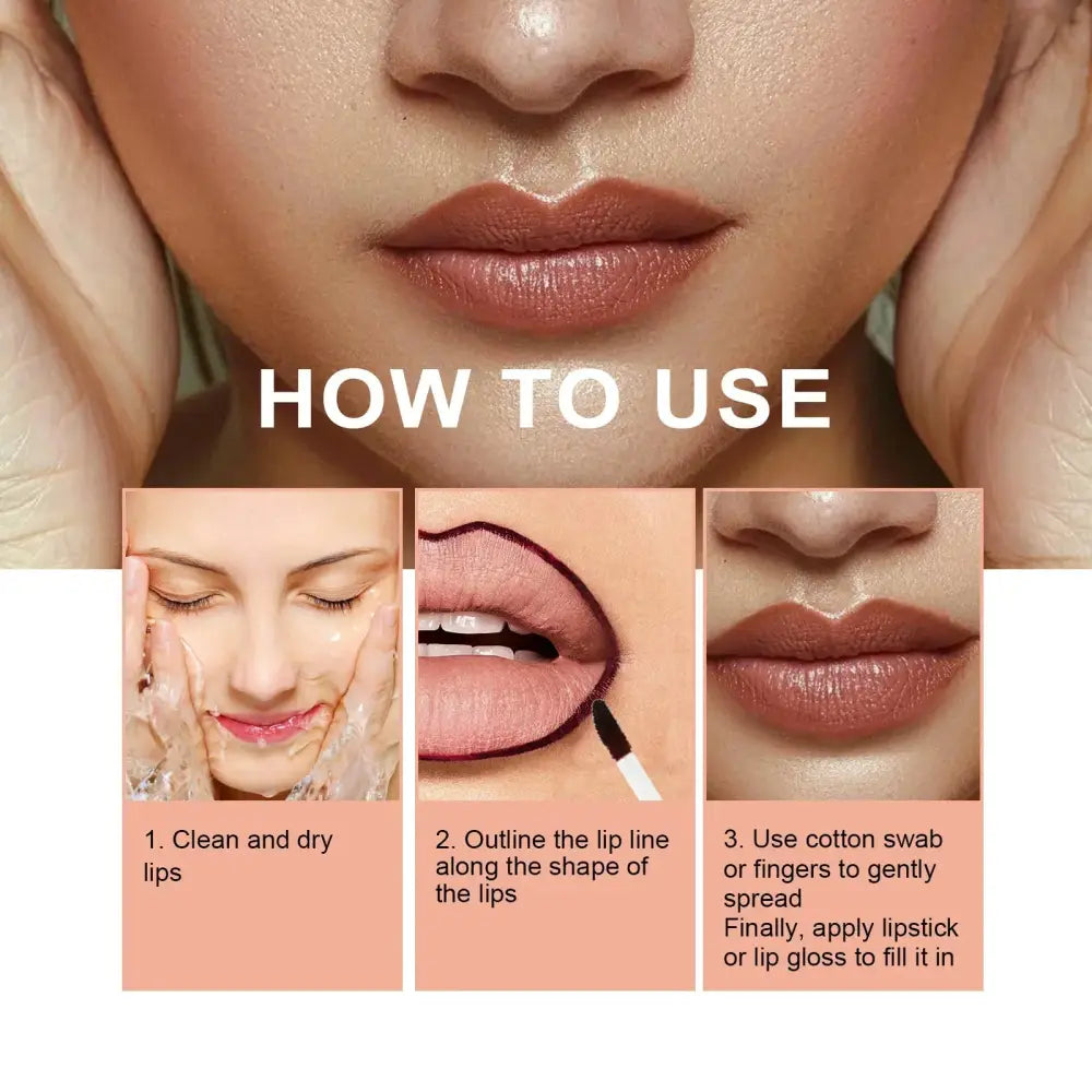 A matte warm rose-gold Ouhoe waterproof plumping lip liner pencil with a fine tip for precise outlining