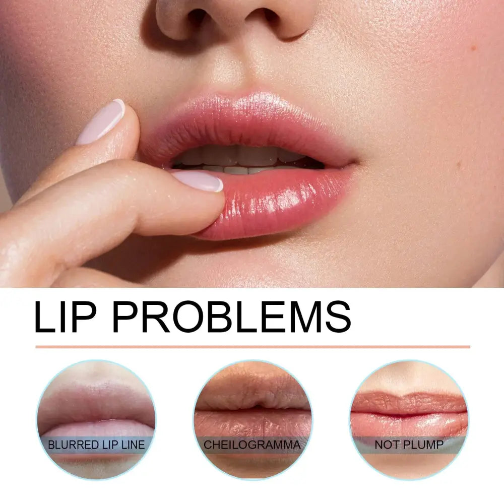 A glossy rosy pink lip with subtle sheen and defined edges created by ouhoe waterproof plumping lip liner and gloss pen