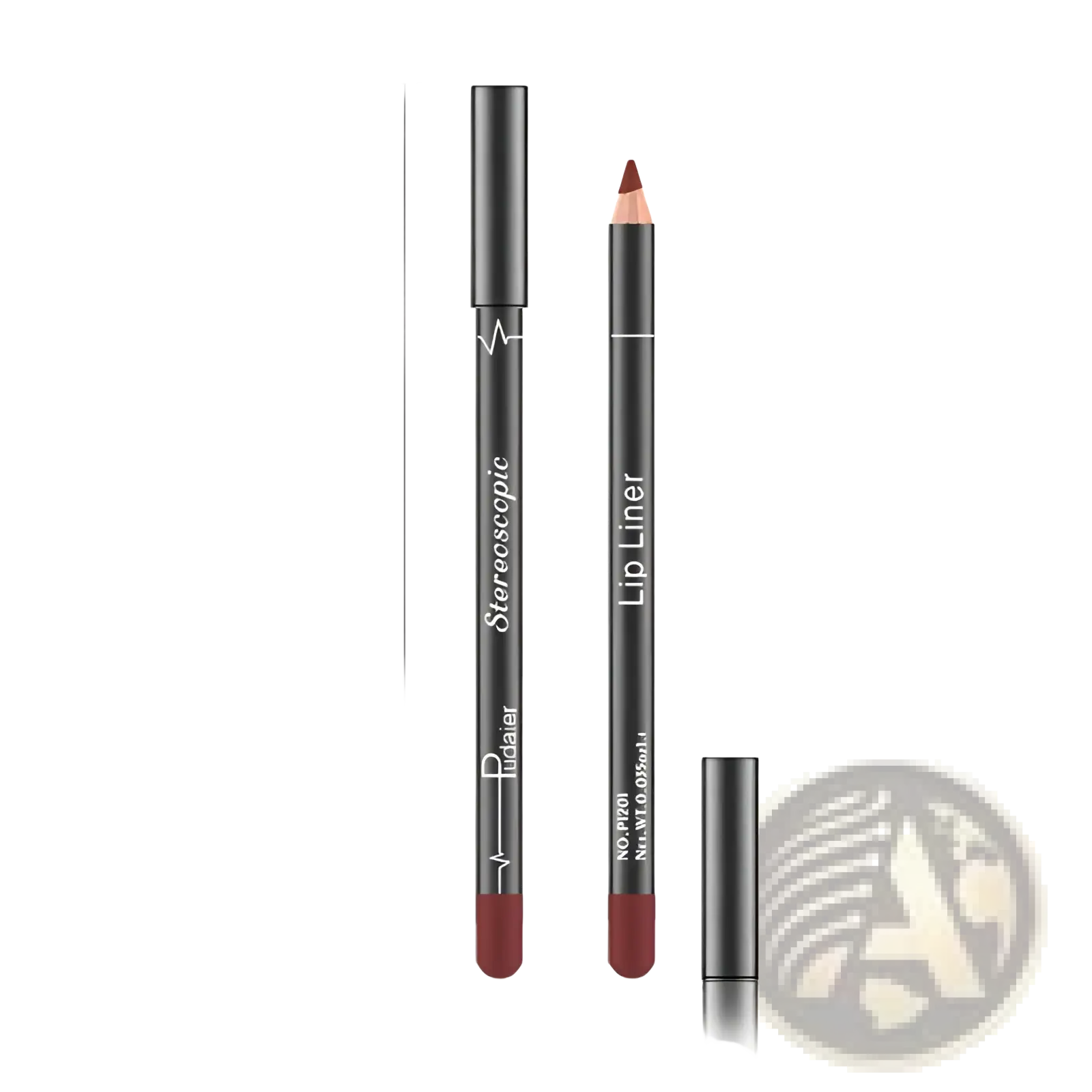 Black cylindrical lip liner pencil with red tip silver branding sterescopic lip liner from waterproof matte 12 color set