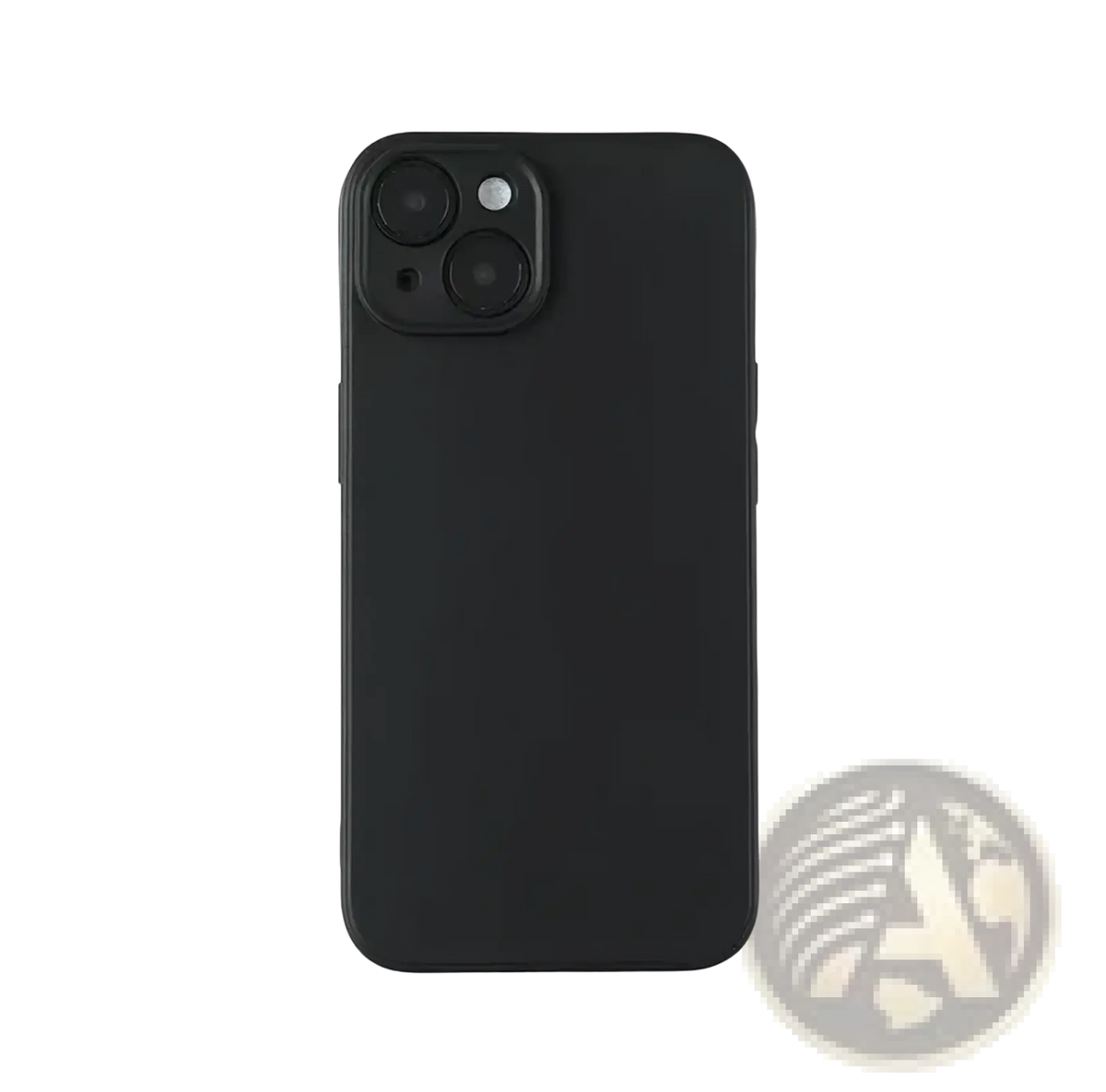 Black liquid silicone iphone case with smooth matte finish and precise cutouts shown from the back side