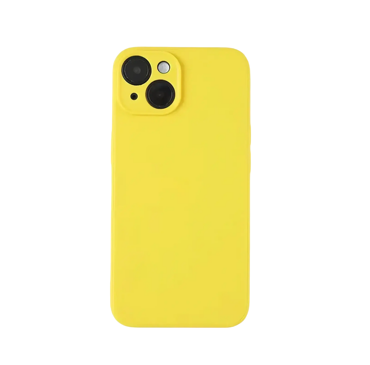 Bright yellow liquid silicone iphone case pastel soft cover with smooth matte finish and precise camera cutout on back side