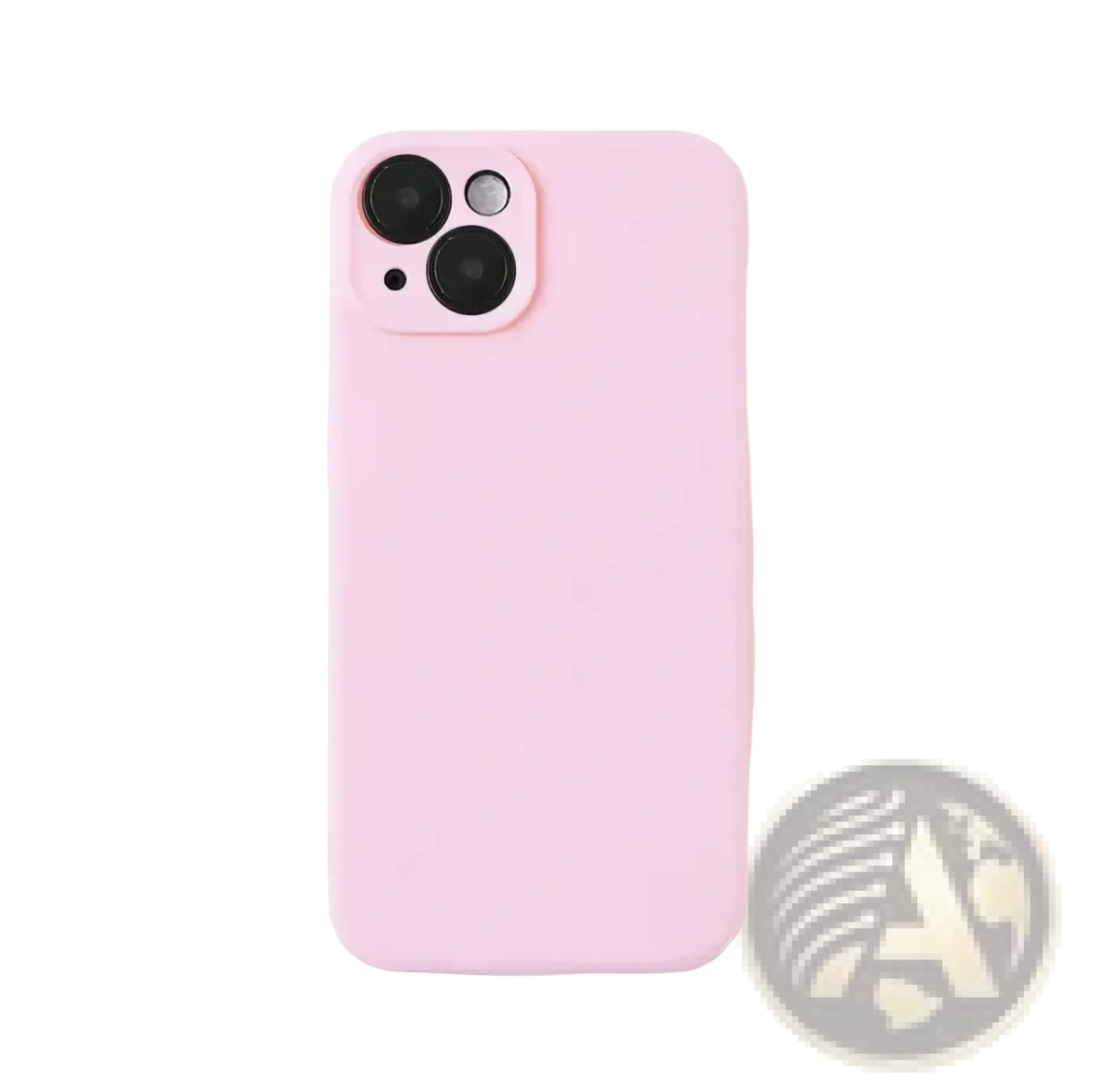 Soft pink liquid silicone iphone case with smooth matte finish and precise cutouts shown from the back side