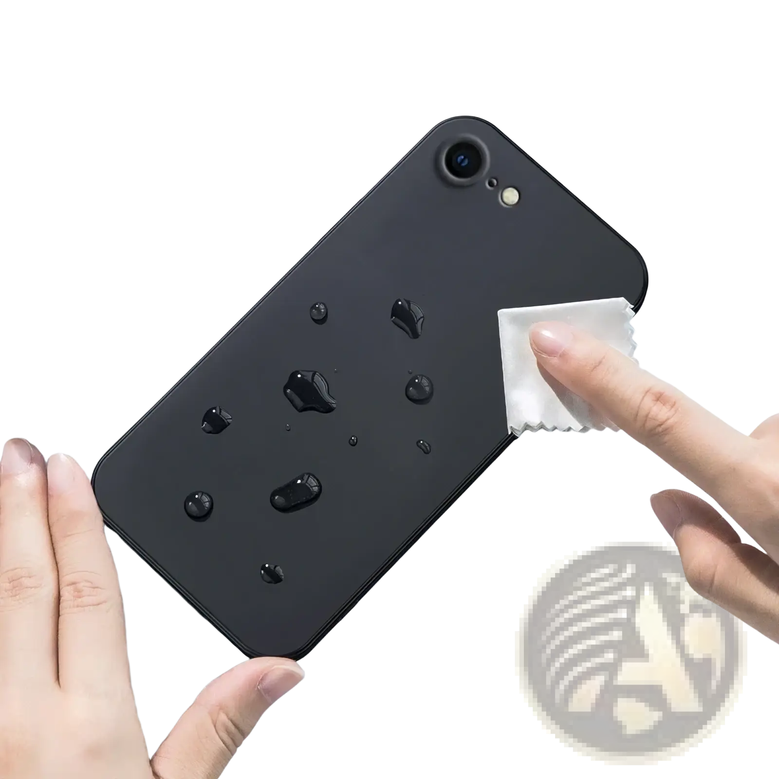 Black matte liquid silicone iphone se 2022 shockproof case showing the minimalist back design
