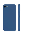 Blue liquid silicone iphone se 2022 shockproof case with matte finish and precise cutouts shown from the back side