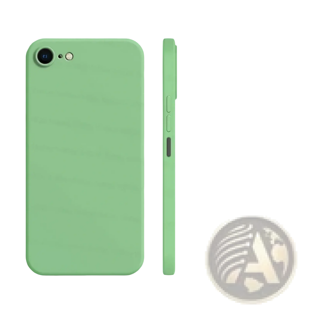 Mint green liquid silicone iphone se 2022 shockproof case with smooth matte finish and precise cutouts back view