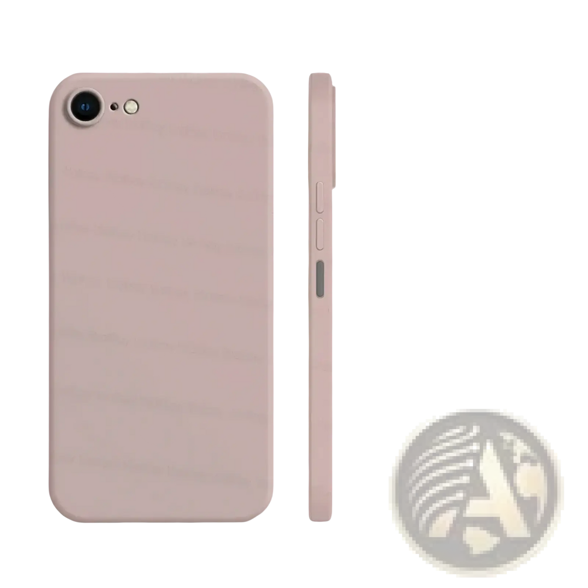 A sleek matte-finish blush pink liquid silicone iphone se 2022 shockproof case showing the back side with precise cutouts