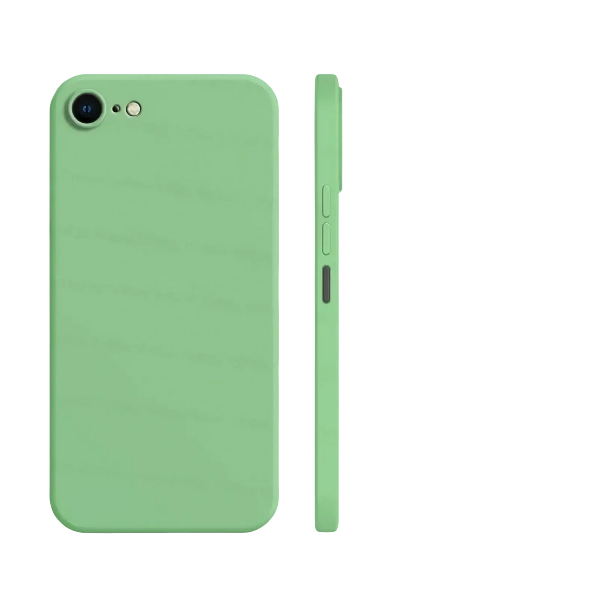 Mint green liquid silicone iphone se 2022 shockproof case with smooth matte finish and precise cutouts back view