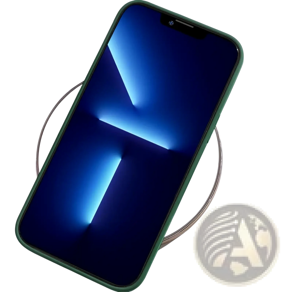 A sleek green liquid silicone iphone se 2022 shockproof case snugly fits the back of the phone with a modern design