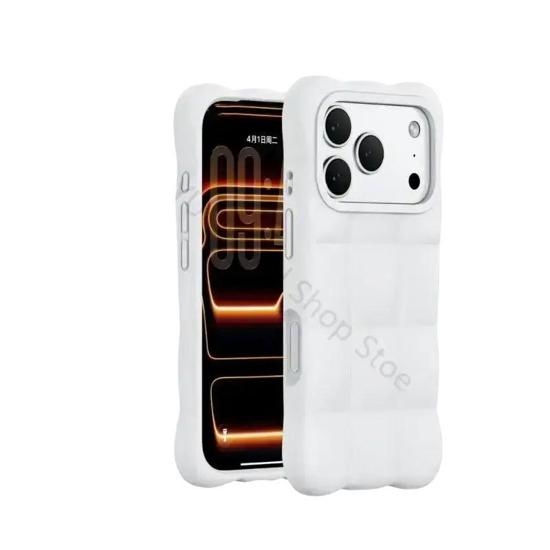 White liquid silicone phone case for phone 17 with sleek minimalist design and precise camera cutouts on the back side