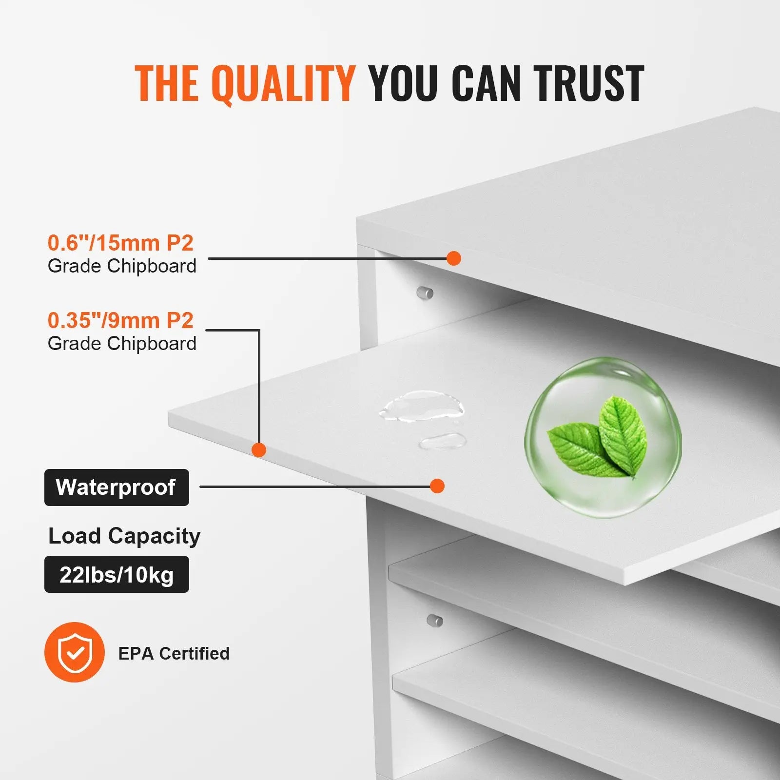 White p2 grade chipboard literature organizer with 5 compartments waterproof and epa certified mail sorter