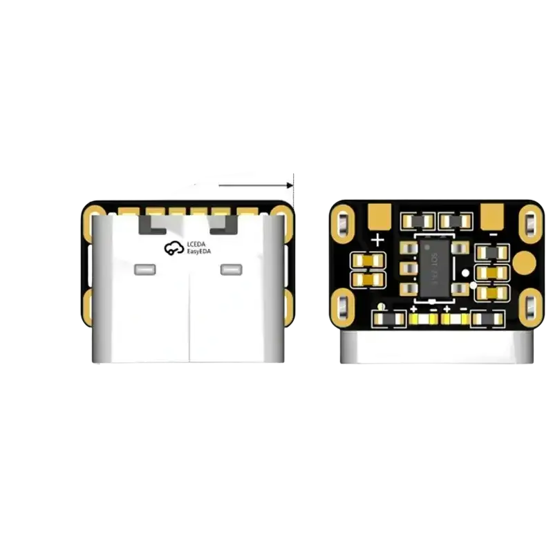 White and black usb-c lithium battery charger module with gold-plated contacts for constant current constant voltage charging