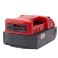 Red and black r-ling 18v lithium battery power bank with usb ports and red button for fast charging mobile phone