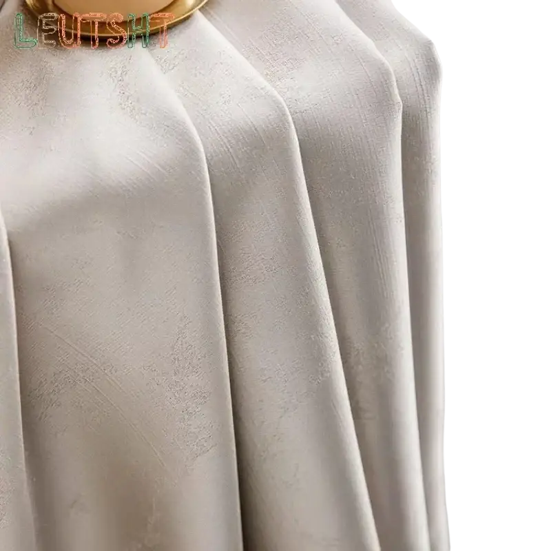 Beige textured linen living room curtain with subtle woven pattern and tassel tieback beads para la sala custom blackout drapes