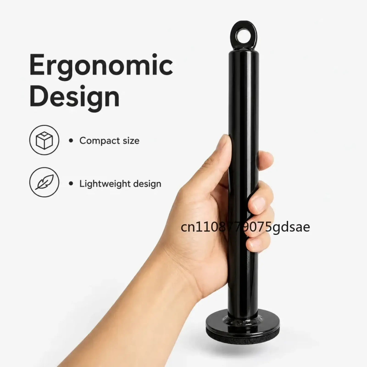 Black cylindrical loading pin weight stack cable attachment with looped top and flat base for ergonomic grip