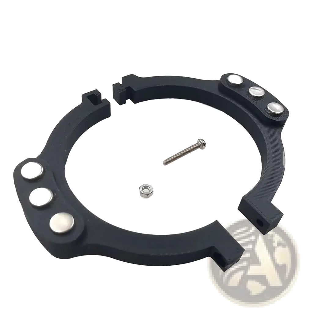 Black plastic ring with three silver screws and nut for secure attachment in logitech magnetic paddle shifter mod g29 g920 g923