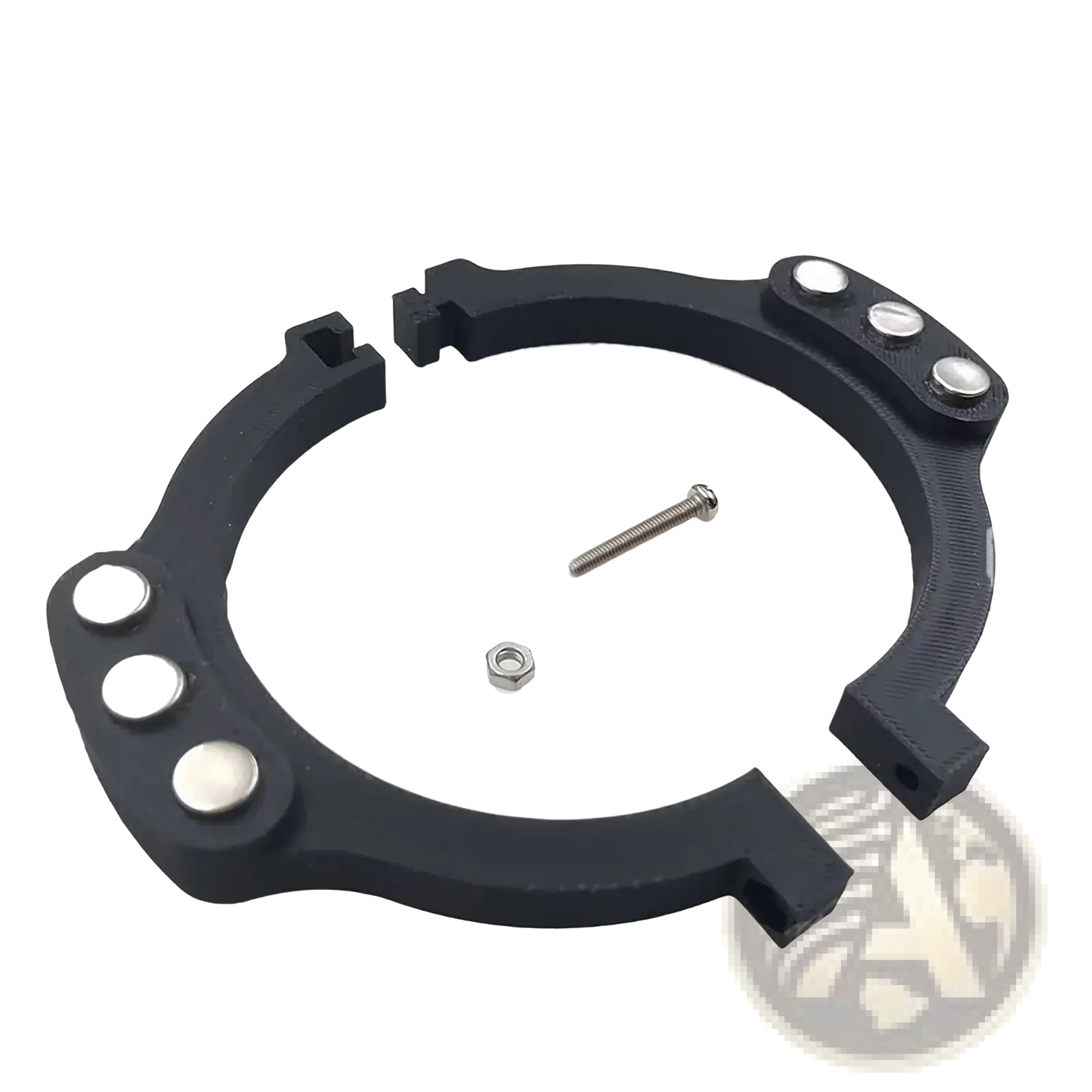 Black plastic ring with three silver screws and nut for secure attachment in logitech magnetic paddle shifter mod g29 g920 g923
