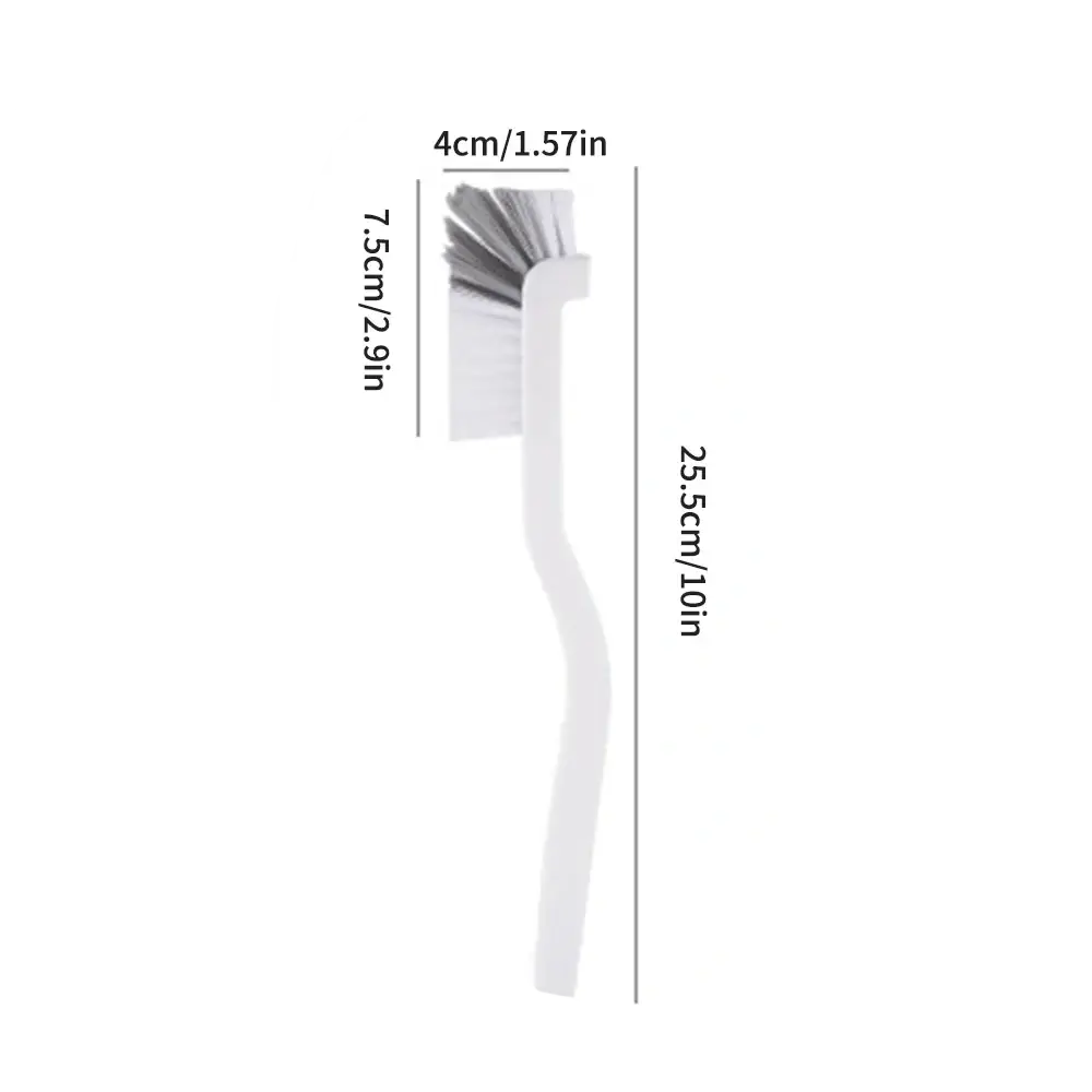 White plastic long handle bottle and dish scrub brush with dense stiff bristles for effective cleaning