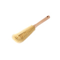 Long handle wooden bottle brush with natural wood handle and dense light beige bristles for deep cleaning bottles