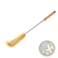 Long handle wooden bottle brush with light brown handle and dense pale yellow bristles for deep cleaning bottles
