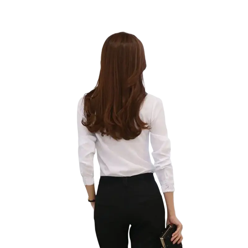 Black clutch with gold hardware complementing autumn winter long sleeve shirt tops and blouse styles