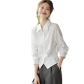 White long sleeve shirt office blouse for women with classic collar tailored slim fit for professional use