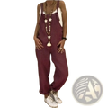 Purple denim-style loose summer overalls for women with adjustable straps and a relaxed fit
